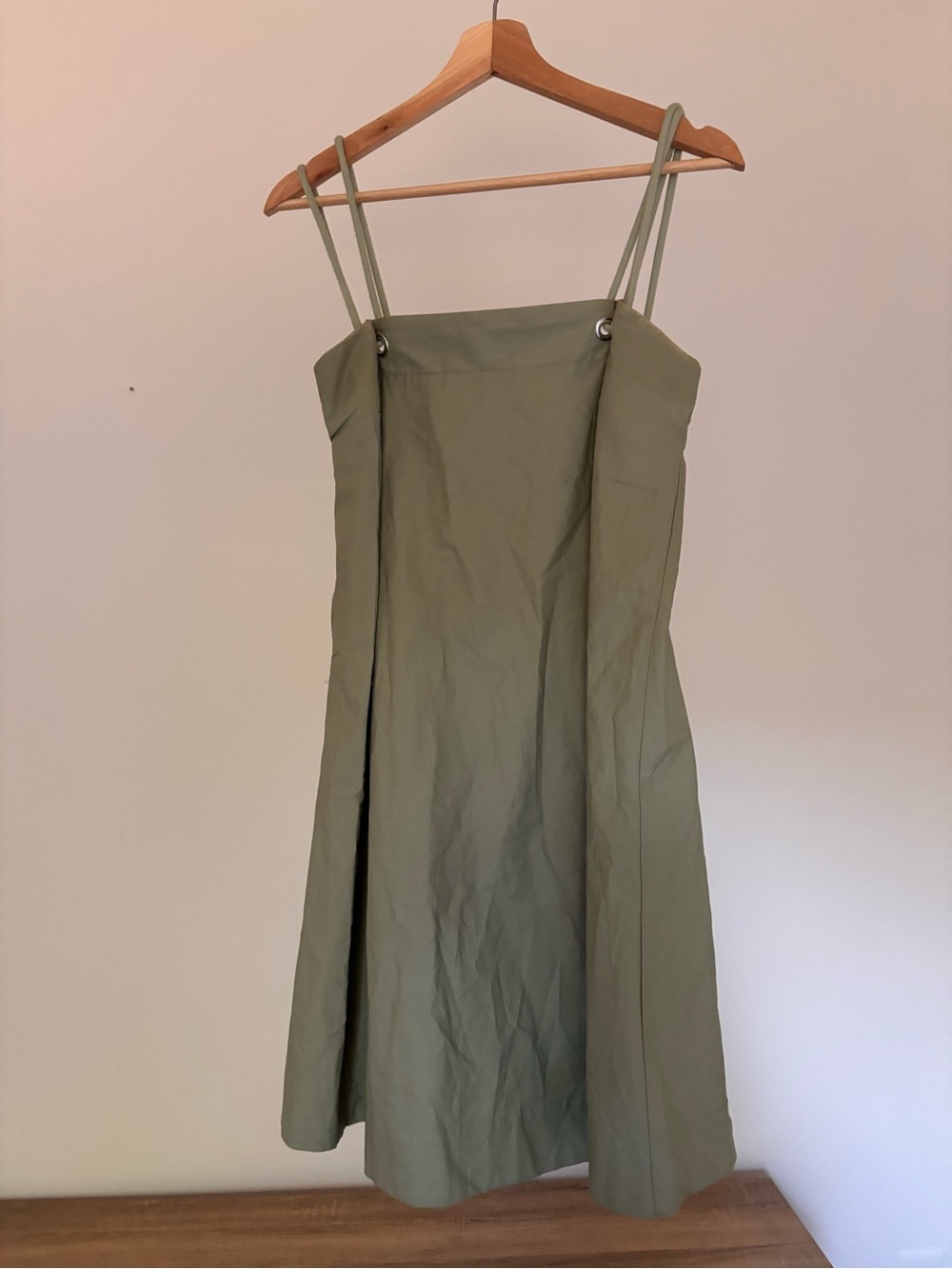 Anthropologie Olive Green A-line Dress with Double Straps